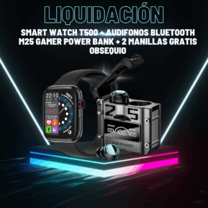 RELOJ INTELIGENTE T500 + AUDIFONOS M25